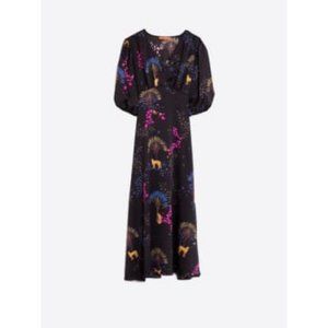 NWT VILAGALLO Natasha Crepe Dress Black Cheetah Printed